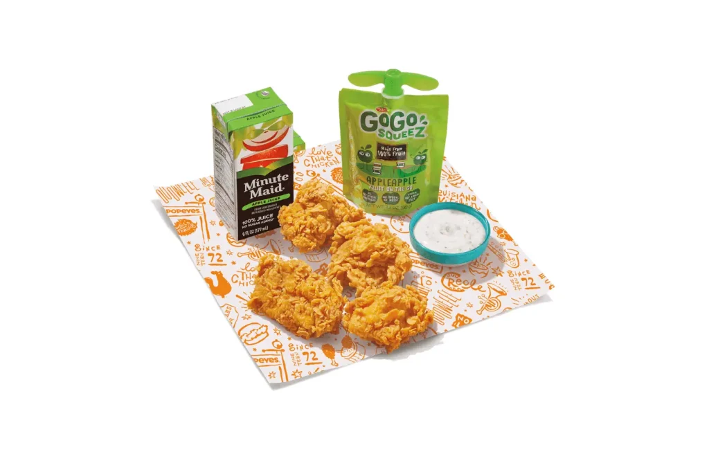 Popeyes Prices Menu USA 2025 88 1/4 lb boneless wings Kids Meal
